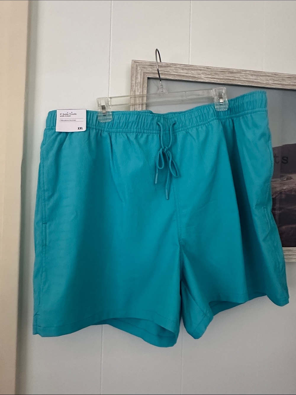 NWT Size XXL Goodfellow & Co. Turquoise 5”Swim Trunks with Drawstring Waist
